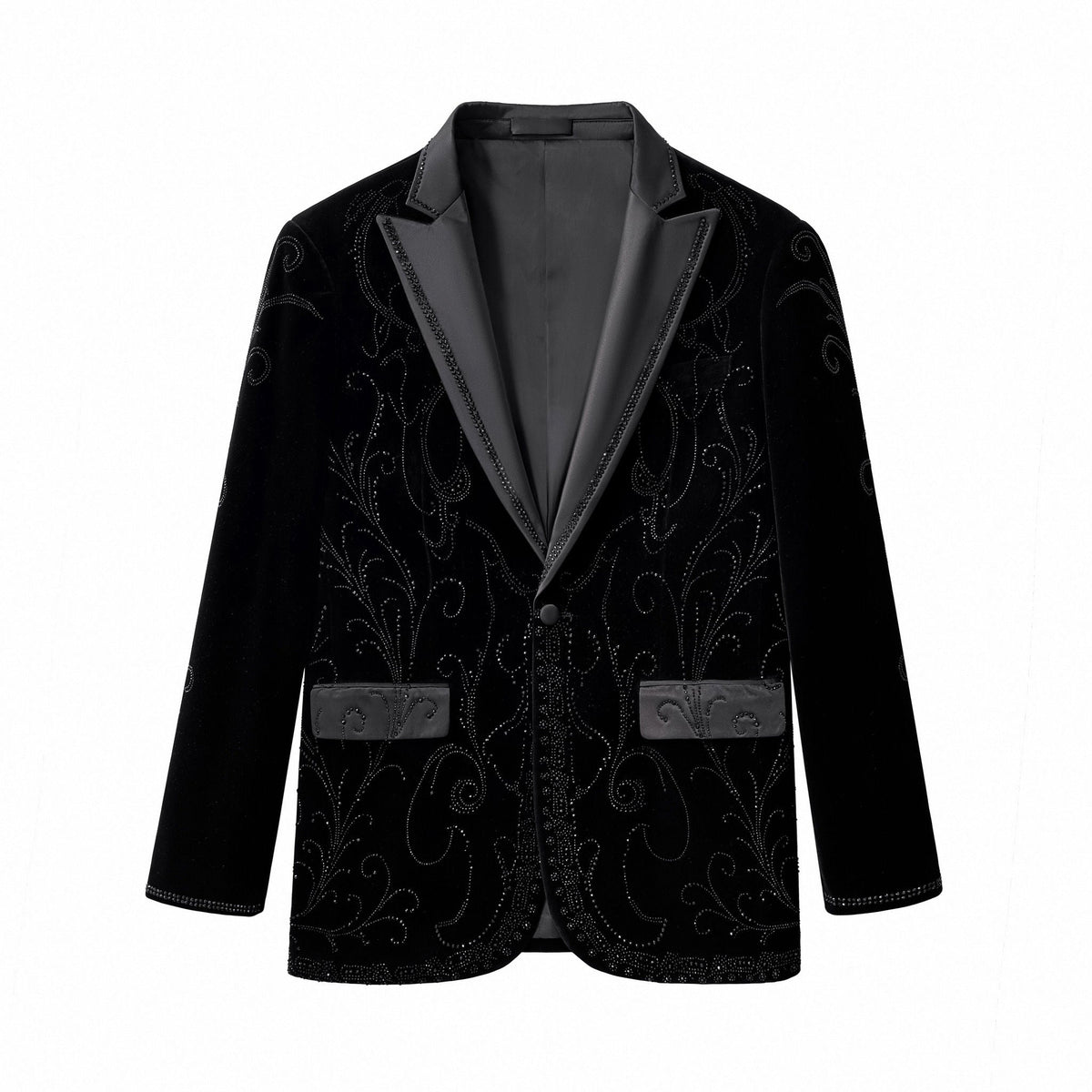 Barocco Valent Noir Men's Velvet Blazer - Black
