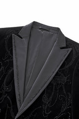 Barocco Valent Noir Men's Velvet Blazer - Black