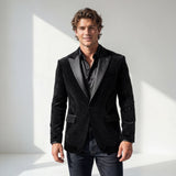 Regal Cascades Embellished Velvet Blazer BLACK/BLACK