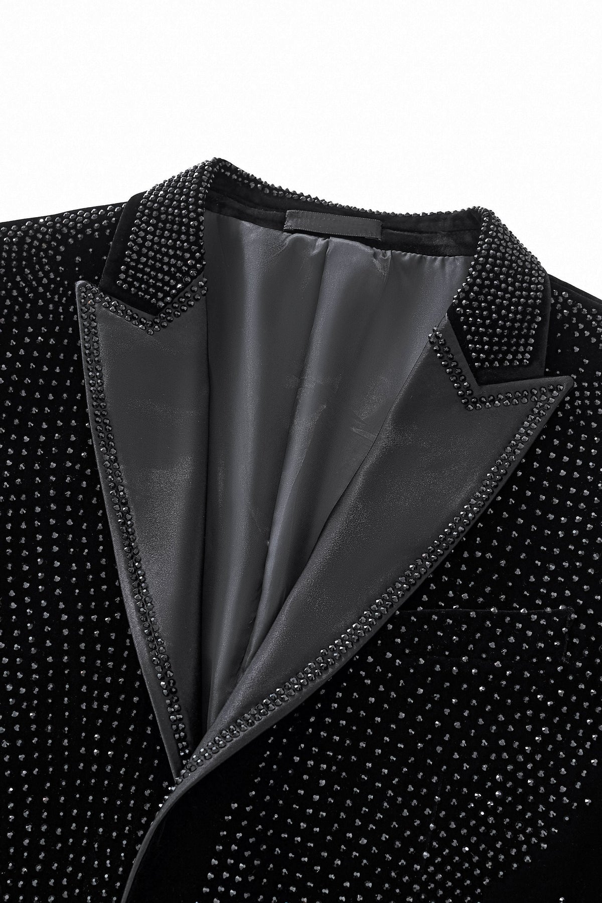 Regal Cascades Embellished Velvet Blazer BLACK/BLACK