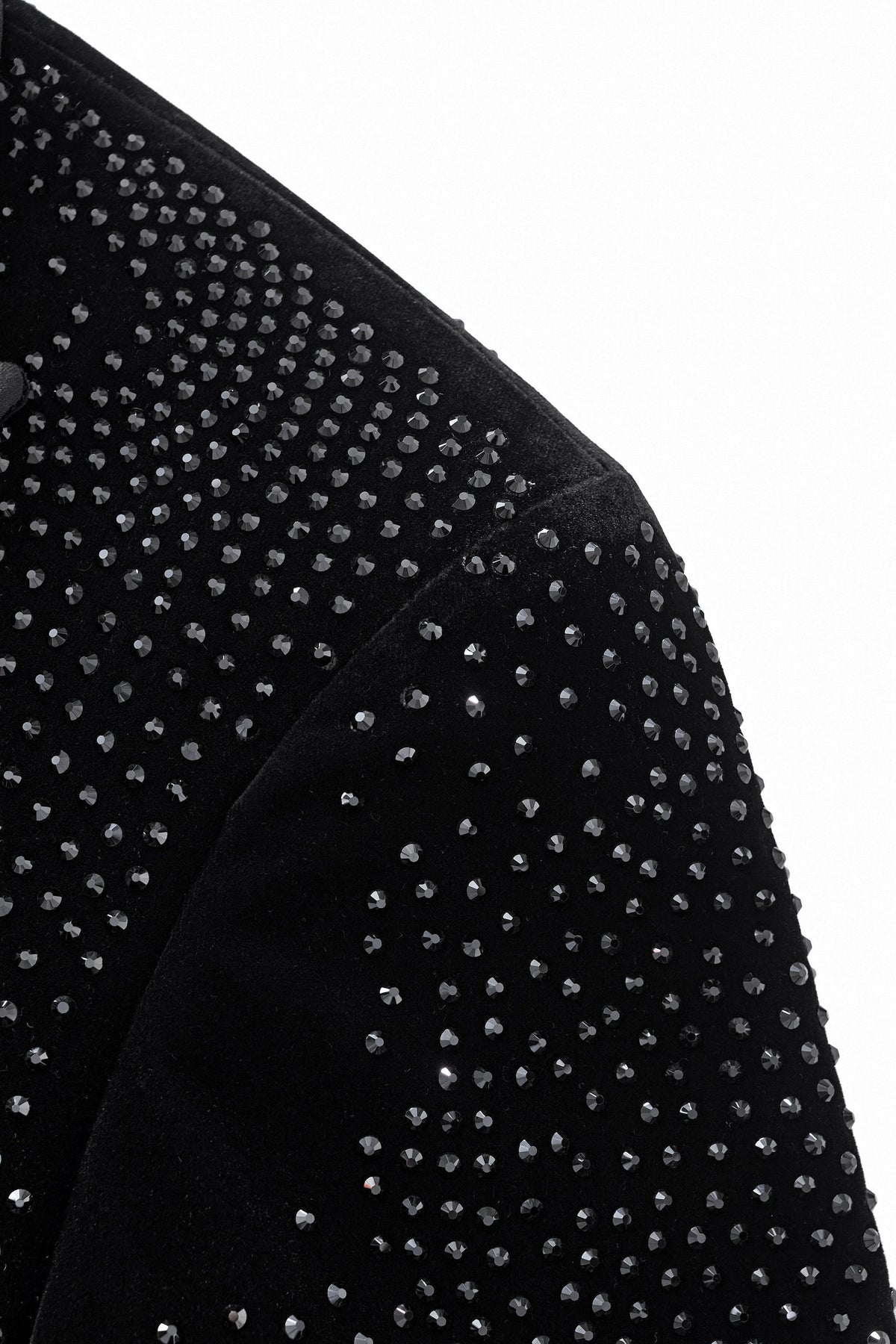 Regal Cascades Embellished Velvet Blazer BLACK/BLACK