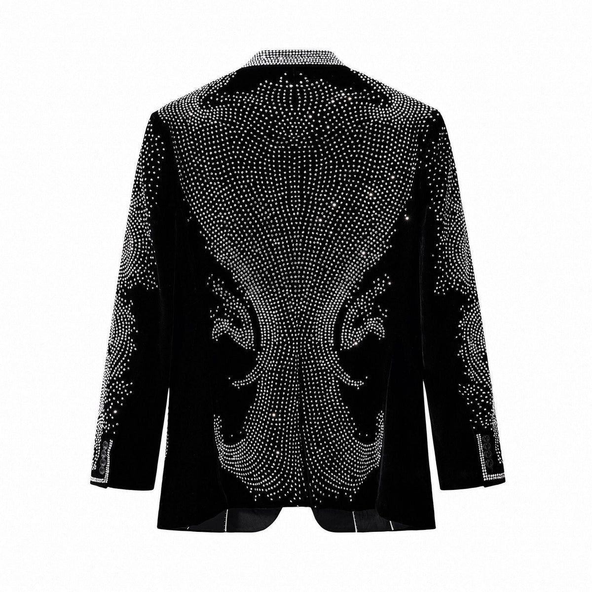 Regal Cascades Embellished Velvet Blazer BLACK/SILVER