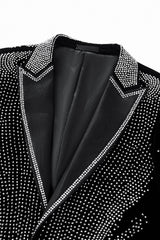 Regal Cascades Embellished Velvet Blazer BLACK/SILVER