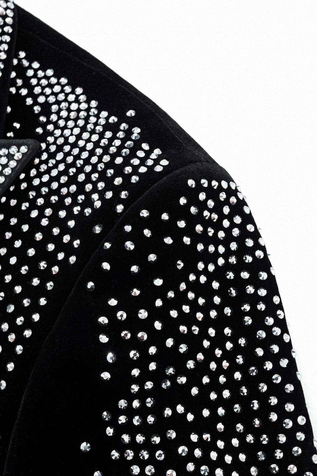 Regal Cascades Embellished Velvet Blazer BLACK/SILVER