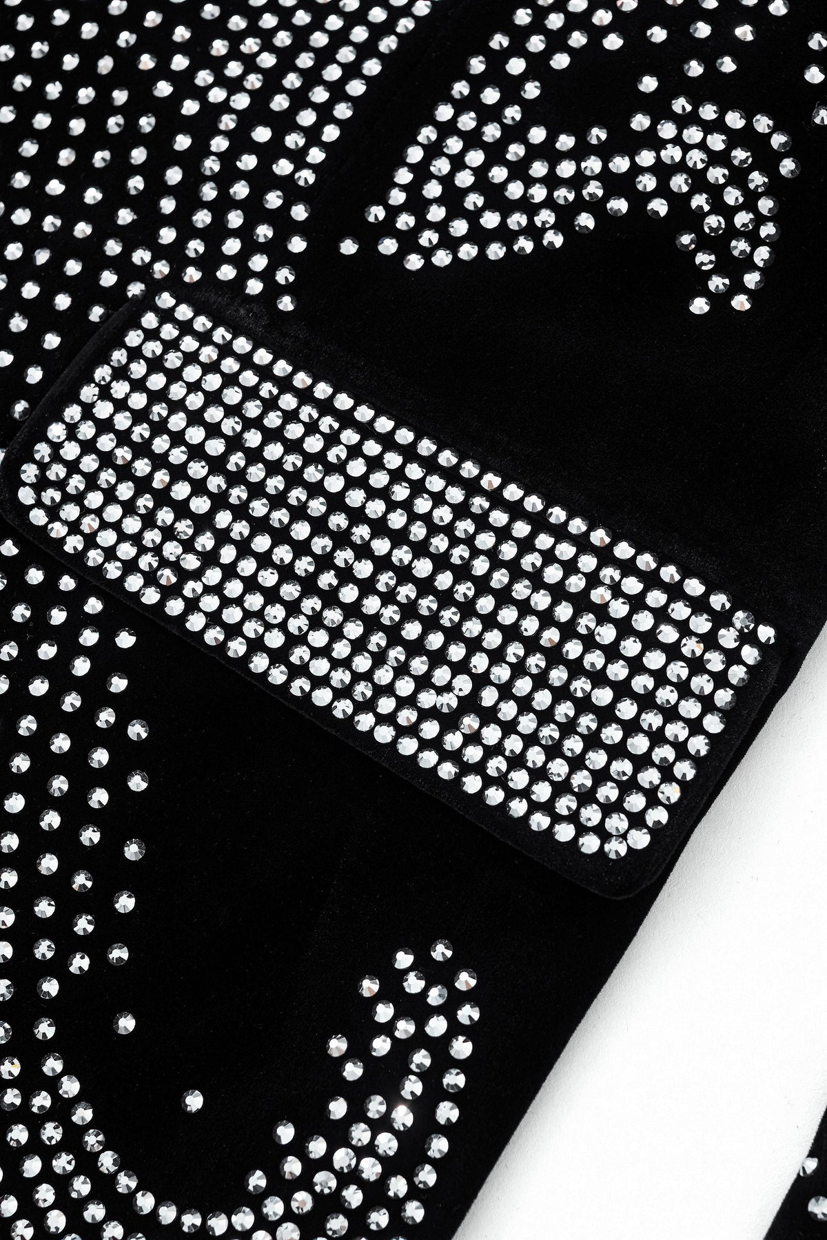 Regal Cascades Embellished Velvet Blazer BLACK/SILVER