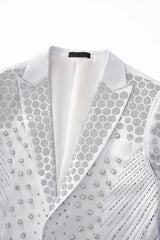 Radiant Hex Crystal Blazer WHITE/SILVER