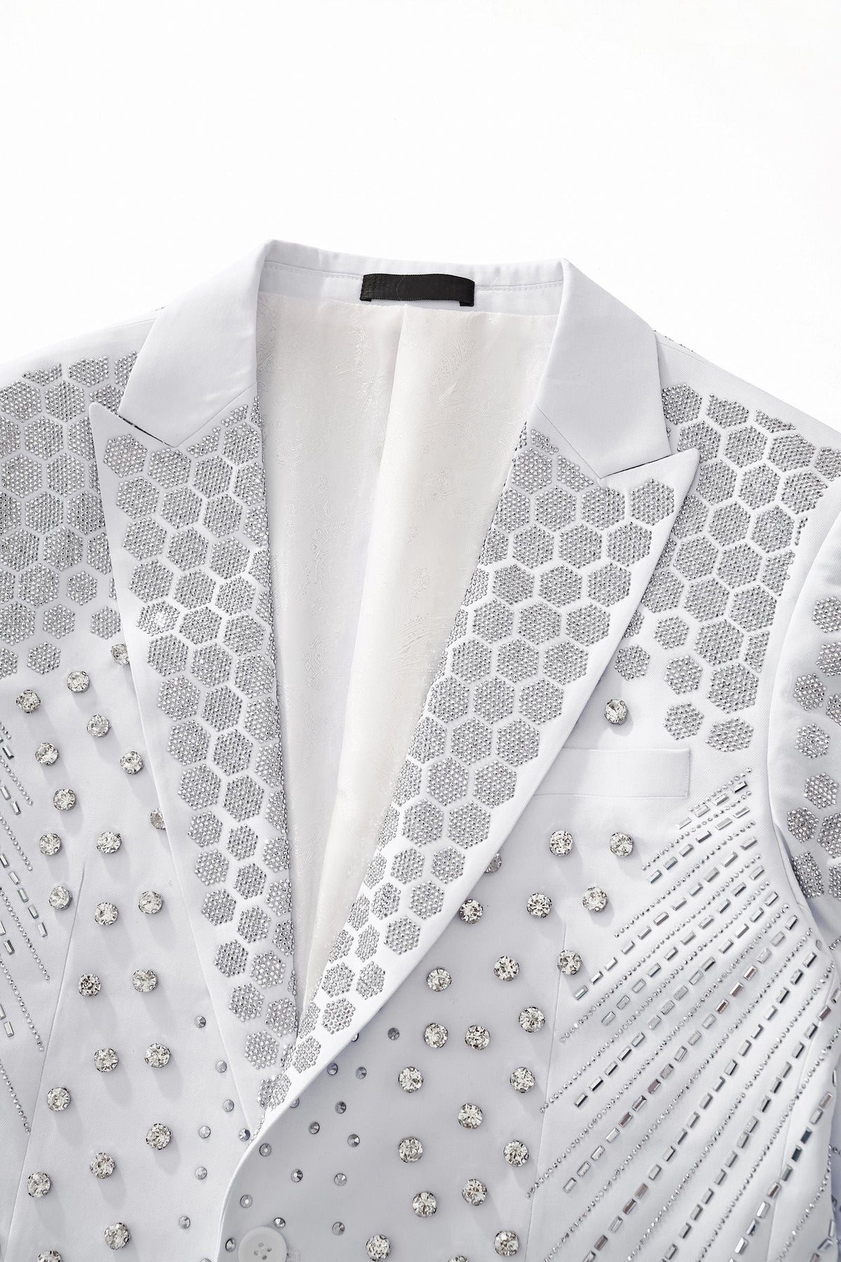Radiant Hex Crystal Blazer WHITE/SILVER