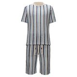 Men’s Striped Textured Two-Piece Set BLUE