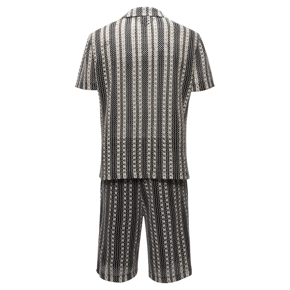 Barocco Men's Vintage-Inspired Textured Striped Set - Black/White