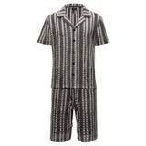 Barocco Men's Vintage-Inspired Textured Striped Set - Black/White
