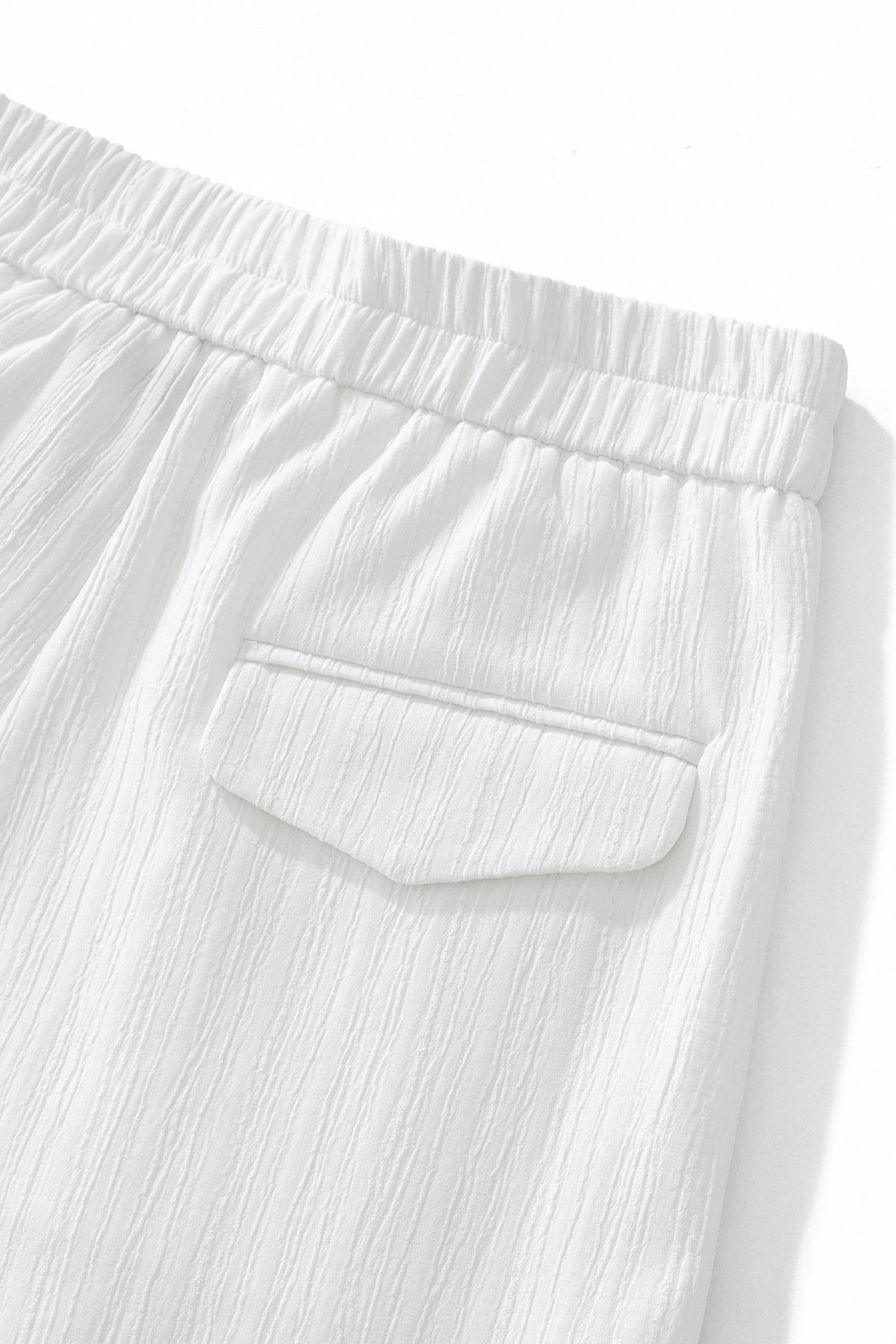 Crinkle Texture Shirt & Pant Set WHITE