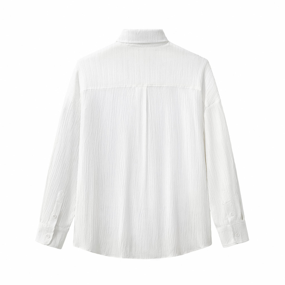 Crinkle Texture Shirt & Pant Set WHITE