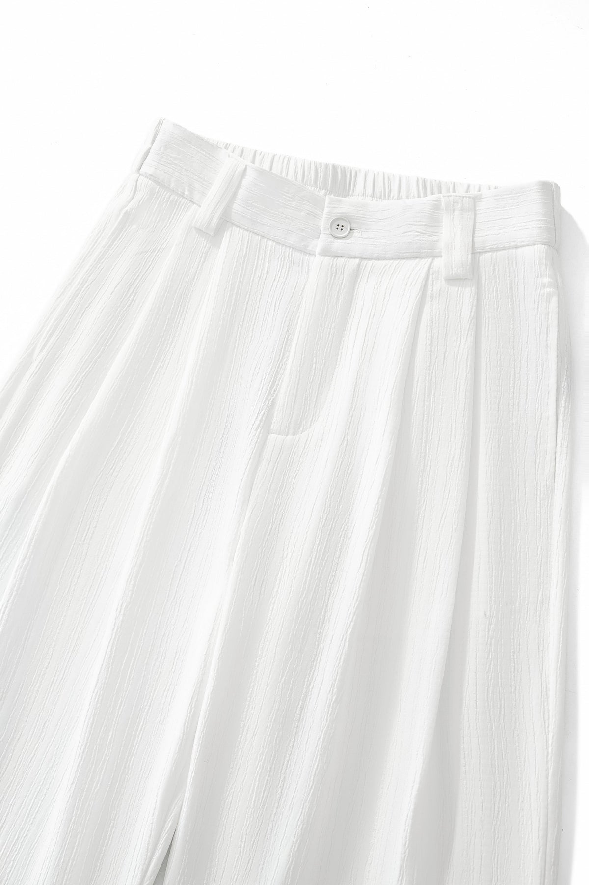 Crinkle Texture Shirt & Pant Set WHITE