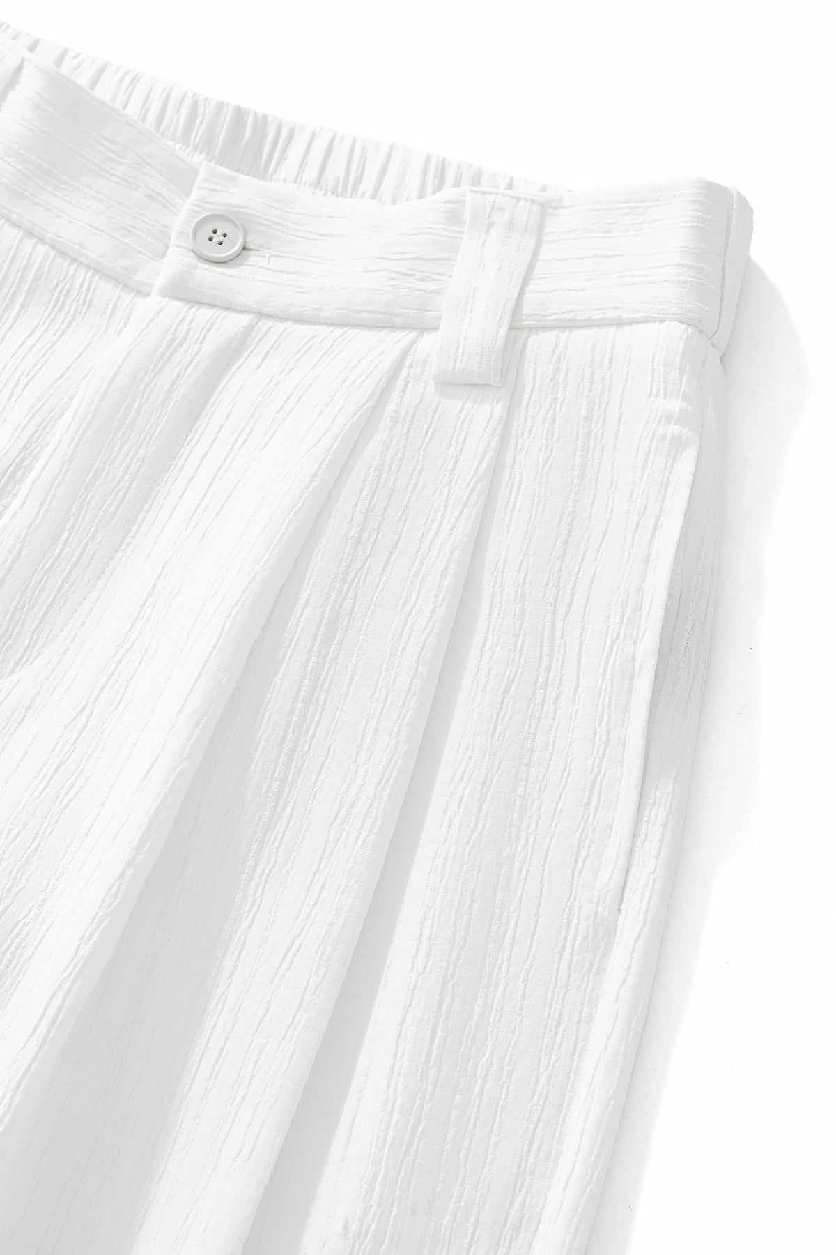 Crinkle Texture Shirt & Pant Set WHITE