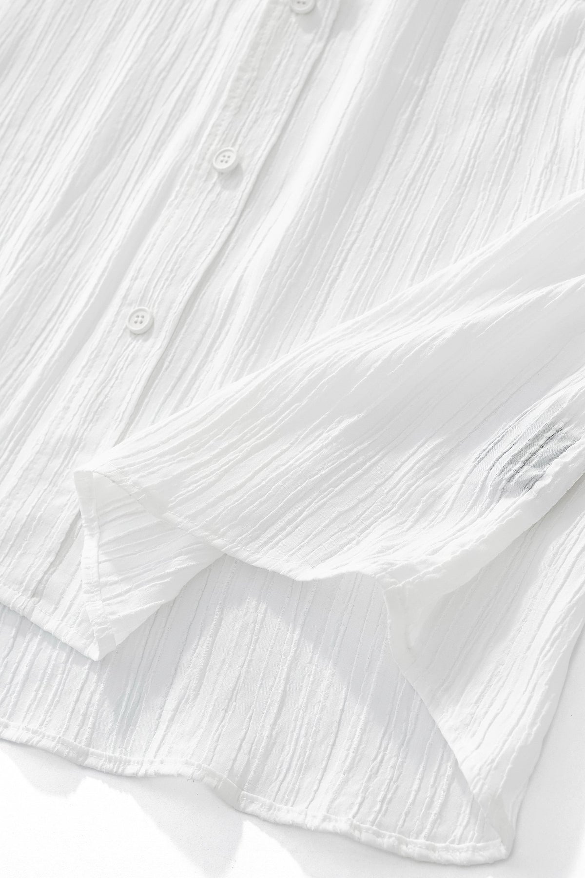 Crinkle Texture Shirt & Pant Set WHITE