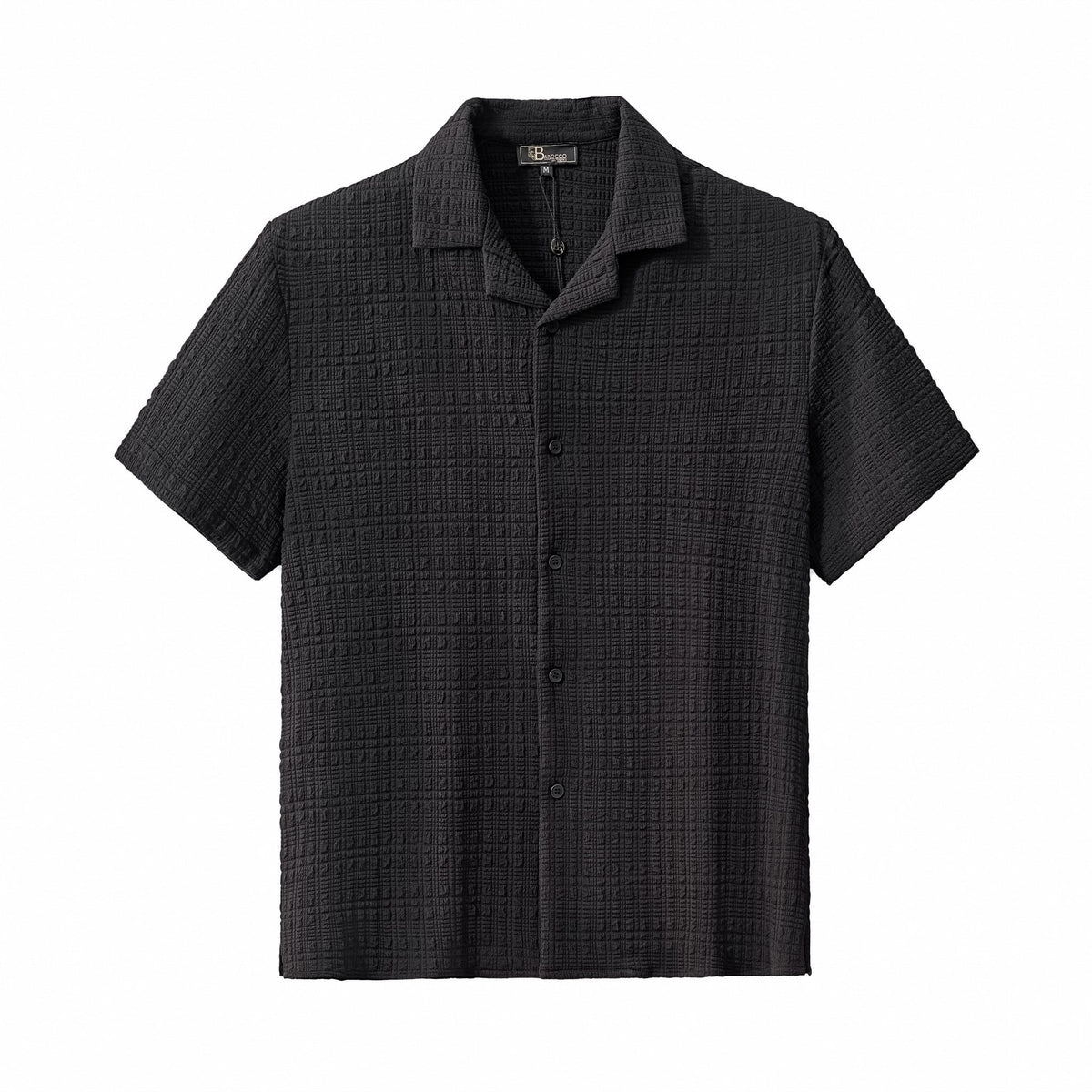 Barocco Loft Men's Textured Shirt & Pants Set - Black