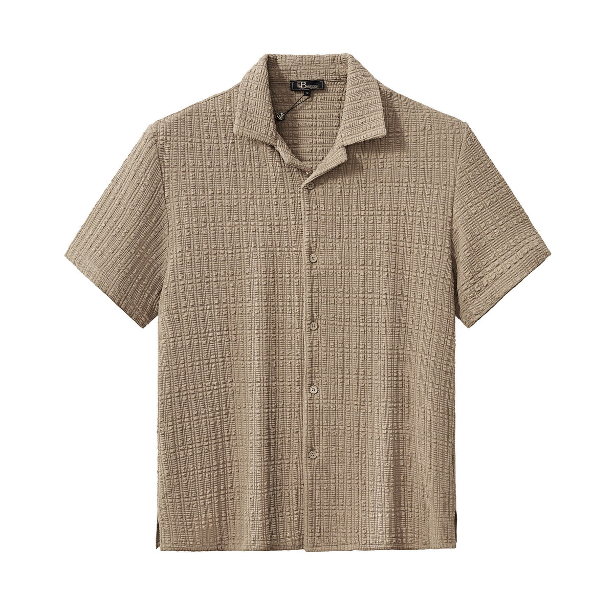 Barocco Loft Men's Textured Shirt & Pants Set - Brown
