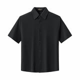 Barocco Vista Men's Waffle Textured Shirt & Pants Set - Black