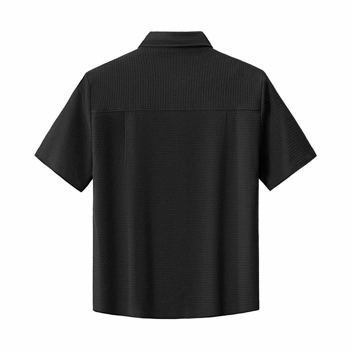 Barocco Vista Men's Waffle Textured Shirt & Pants Set - Black
