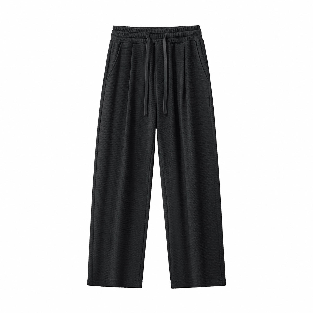 Barocco Vista Men's Waffle Textured Shirt & Pants Set - Black
