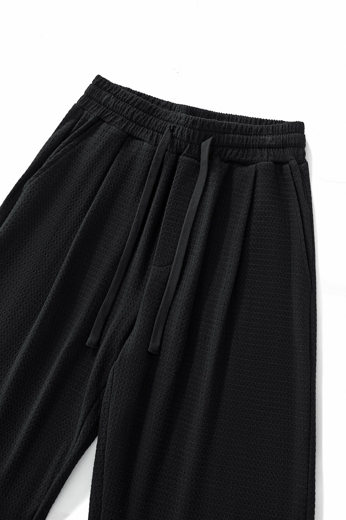Barocco Vista Men's Waffle Textured Shirt & Pants Set - Black