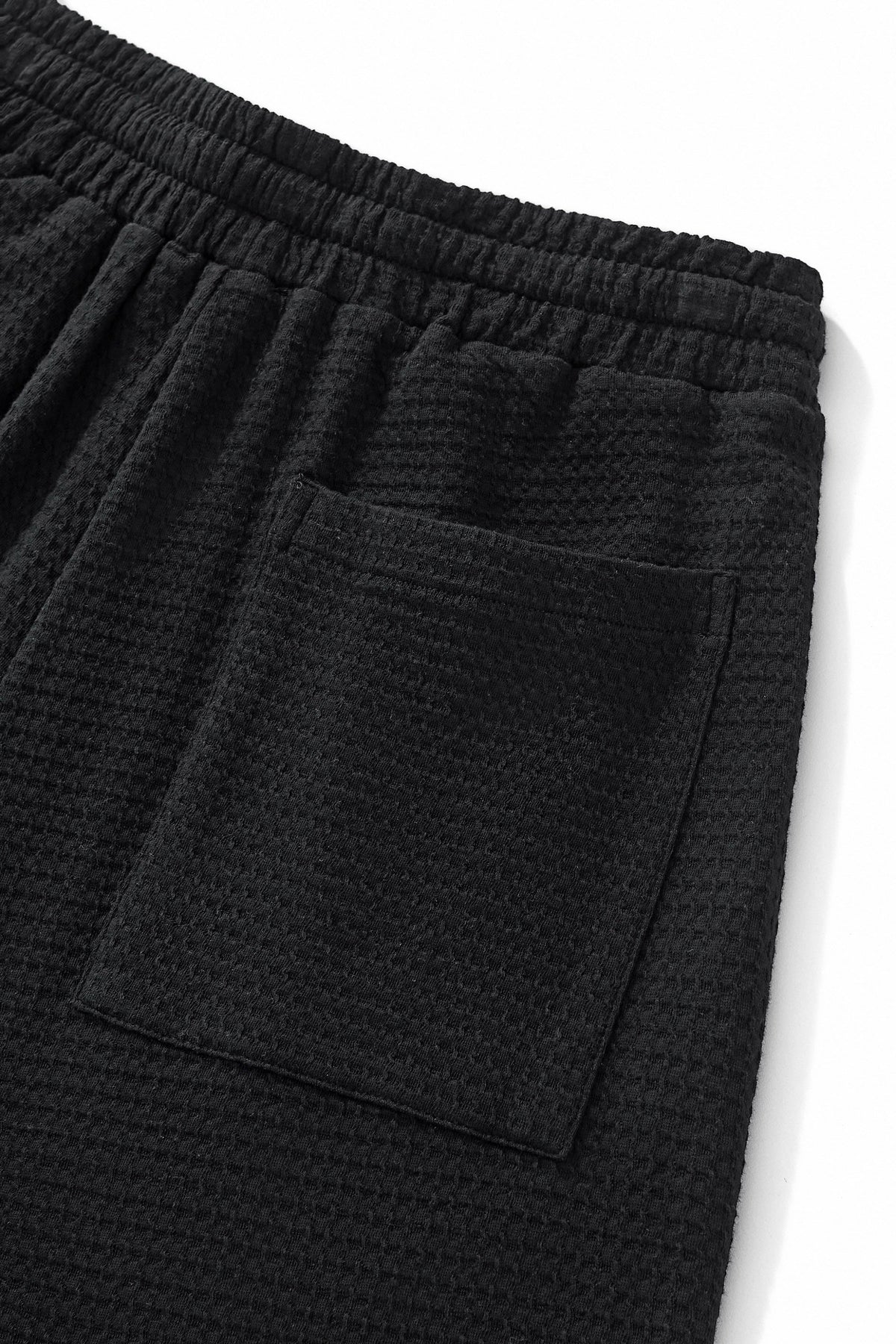 Barocco Vista Men's Waffle Textured Shirt & Pants Set - Black