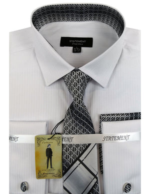Men's Dress Shirt with Matching Tie, Hankie and Cufflinks | SH-3002-White
