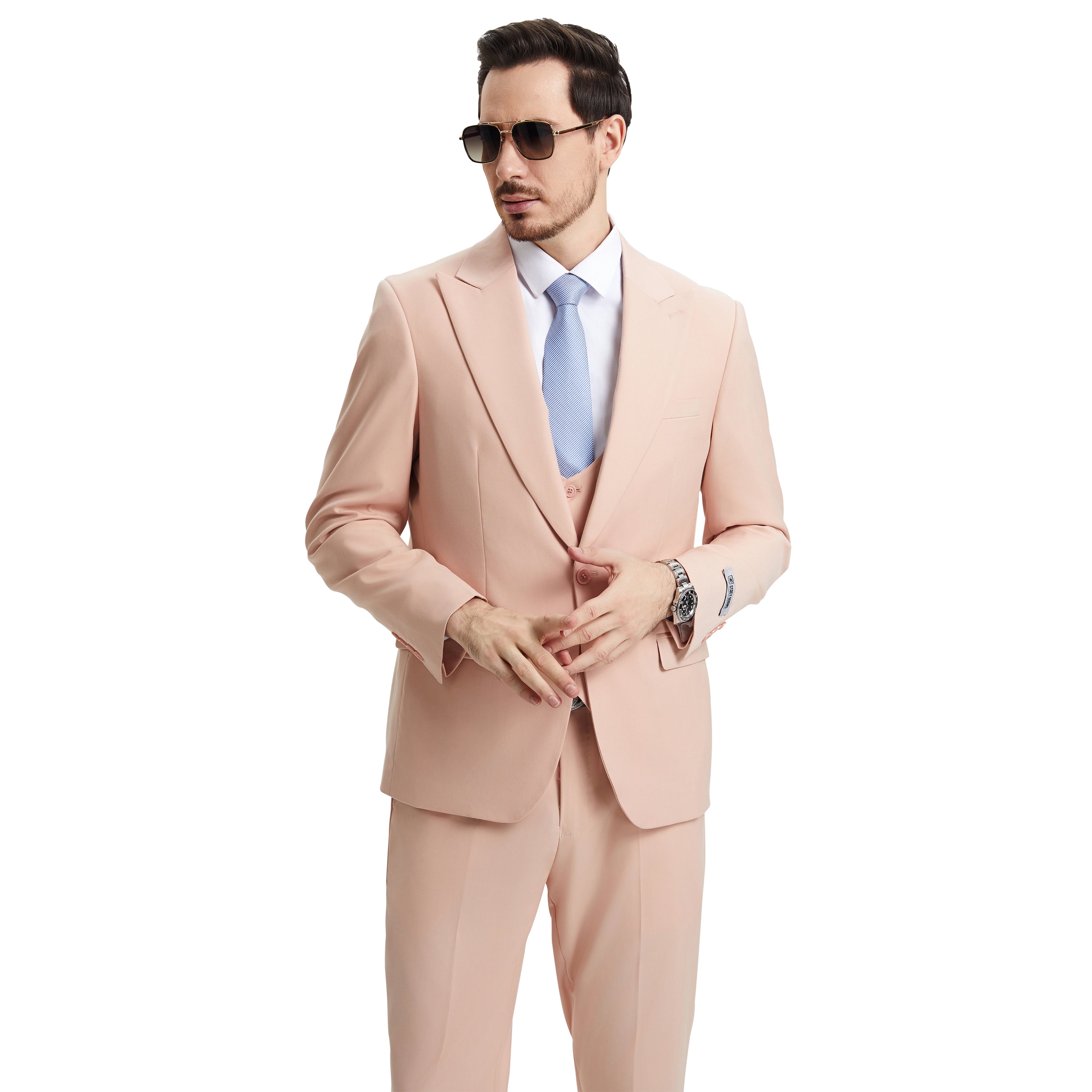 Men's Stacy Adams Hybrid-Fit 3pc Suit Set, Jacket Vest and Pants