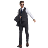 Men's Stacy Adams Hybrid-Fit 3pc Notch Lapel Suit Set, Jacket Vest and Pants