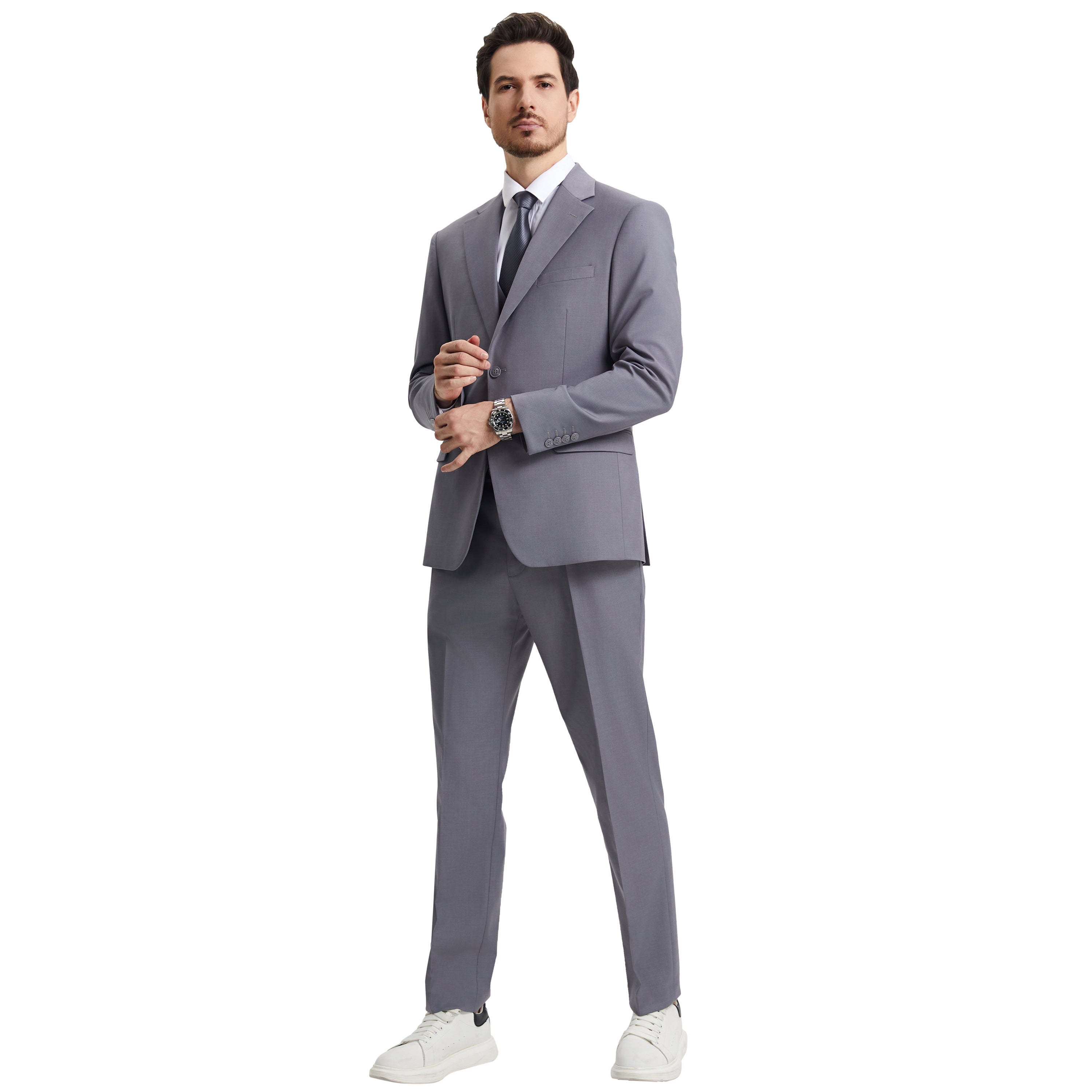 Men's Stacy Adams Hybrid-Fit 3pc Notch Lapel Suit Set, Jacket Vest and Pants