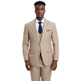 Men's Stacy Adams Hybrid-Fit 3pc Notch Lapel Suit Set, Jacket Vest and Pants