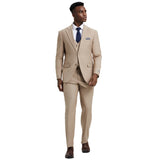 Men's Stacy Adams Hybrid-Fit 3pc Notch Lapel Suit Set, Jacket Vest and Pants