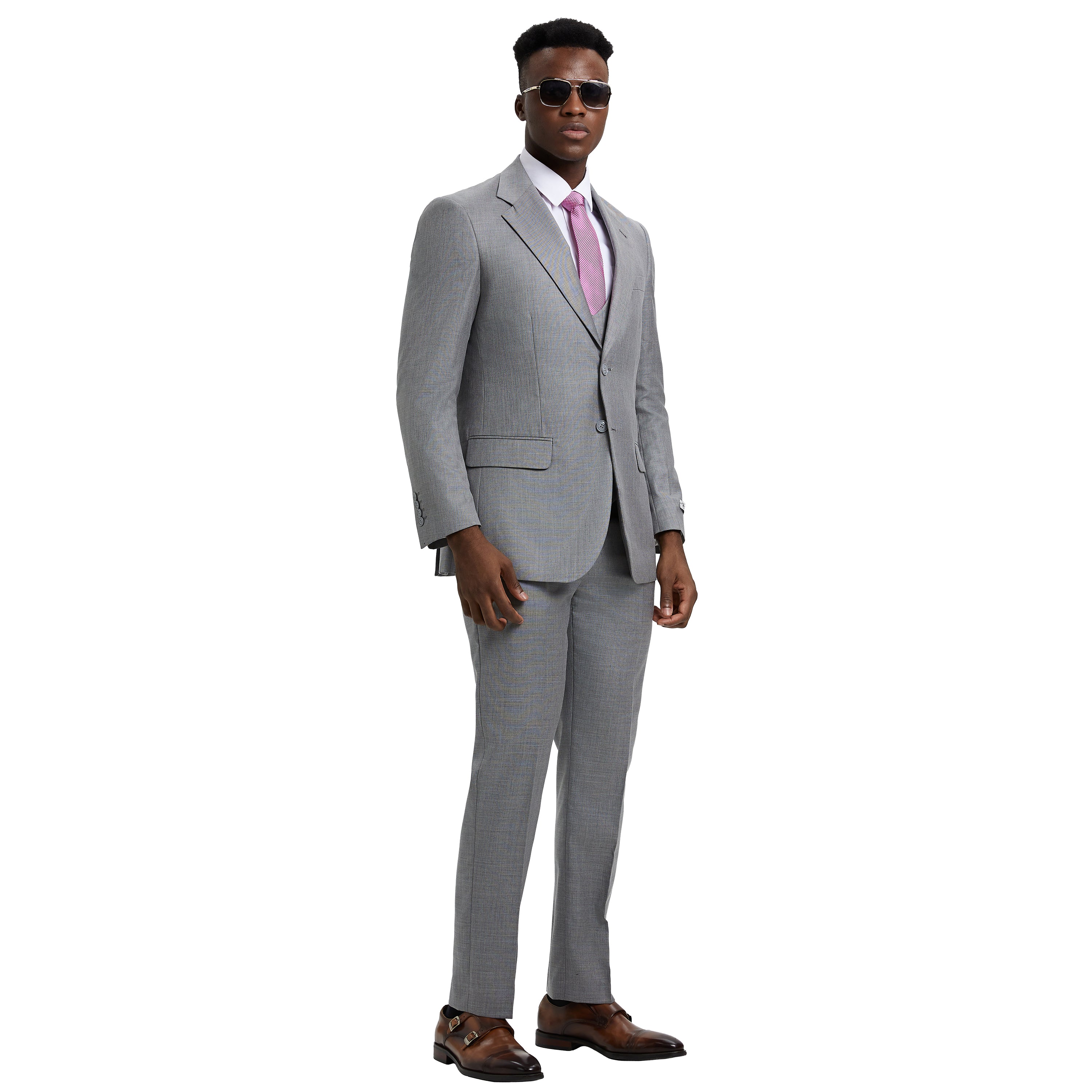 Men's Stacy Adams Sharkskin 3-Piece Suit