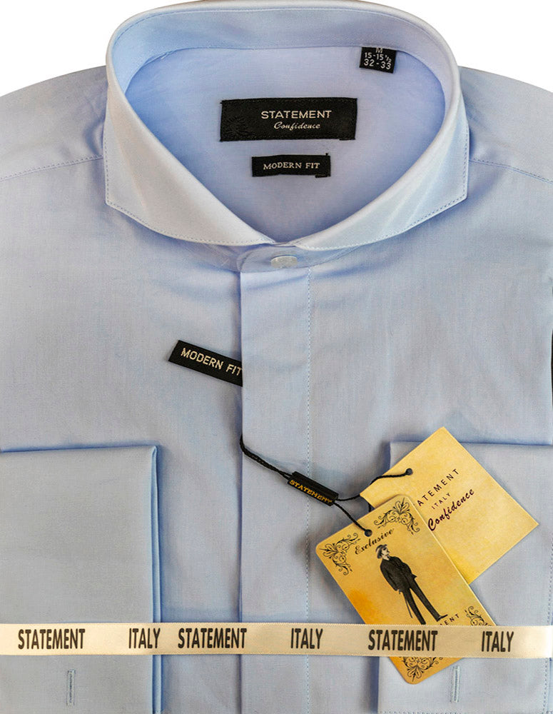 Men's Dress Shirt Spread Collar French Cuffs Made of 100% Prime Cotton | SP-100-Blue