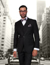 Men’s black solid 3pc suit tailored fit STATEMENT SUITS STZV-117