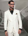 Men’s Off white solid 3pc suit tailored fit STATEMENT SUITS STZV-104