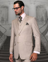 Men’s Sand solid 3pc suit tailored fit STATEMENT SUITS STZV-103