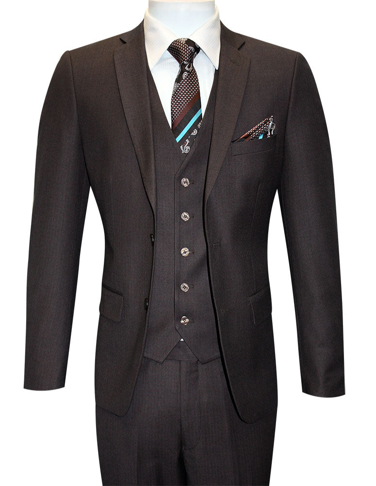 3pc Slim Fit Brown Suit| SW-103| Brown