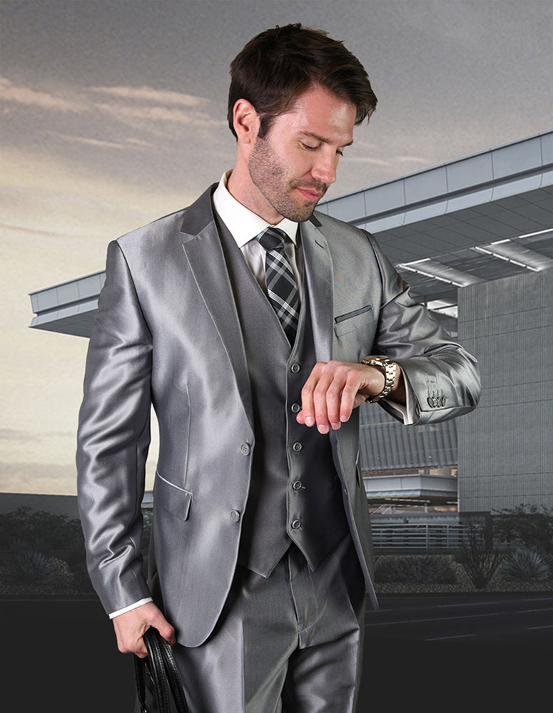 3pc Slim Fit Suit| SW-204| Grey