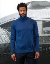 Men’s sapphire turtle-neck sweater modern fit wool cashmere STATEMENT SUITS TNS-100