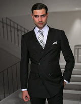 Men’s Black-R double-breasted 2pc suit regular fit STATEMENT SUITS TZD-100