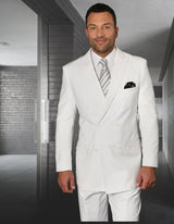 Men’s white double-breasted 2pc suit regular fit STATEMENT SUITS TZD-100