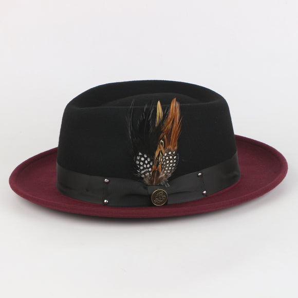 Broadway Fine Australian Wool Fedora Hat – Burgundy & Black | WH-103