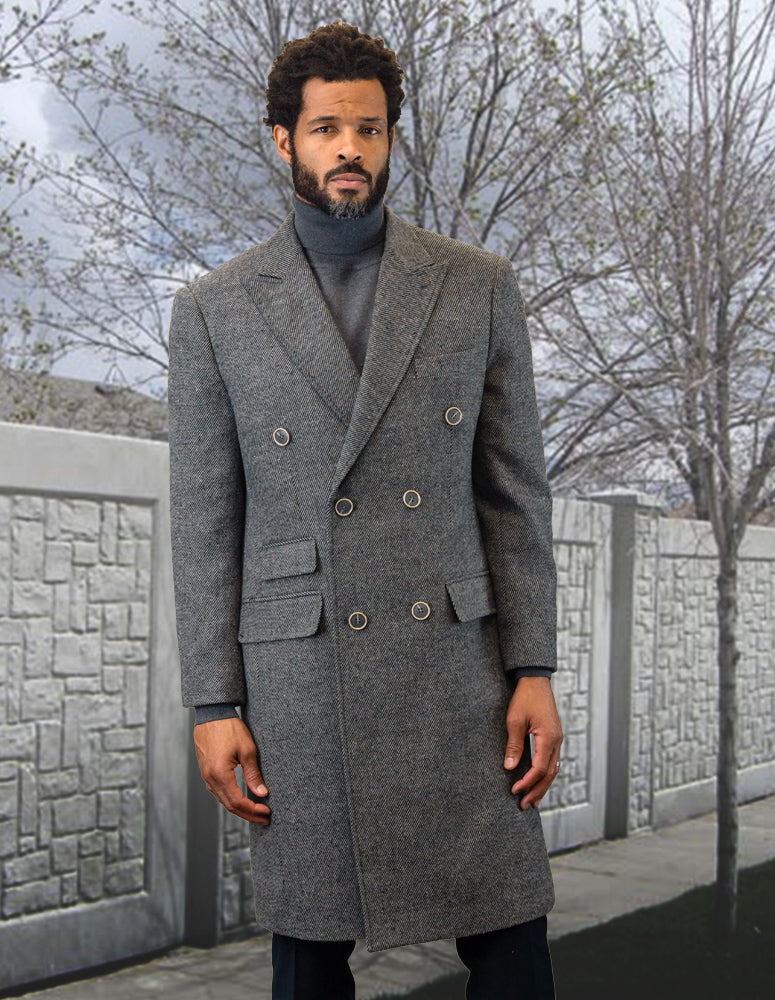Men's Wool and Cashmere Overcoat Jacket | WJ-101-Gray