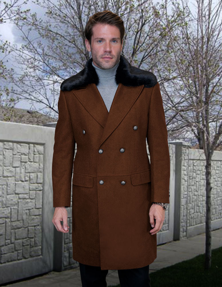 Men's Wool and Cashmere Overcoat Jacket | WJ-102-Copper