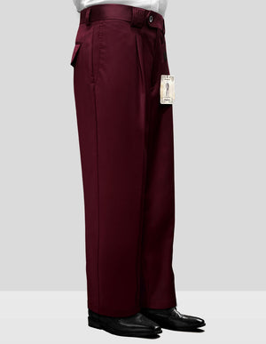 Men's Dress Pants Wide Leg 150's Italian Wool | WP-100-Burgundy