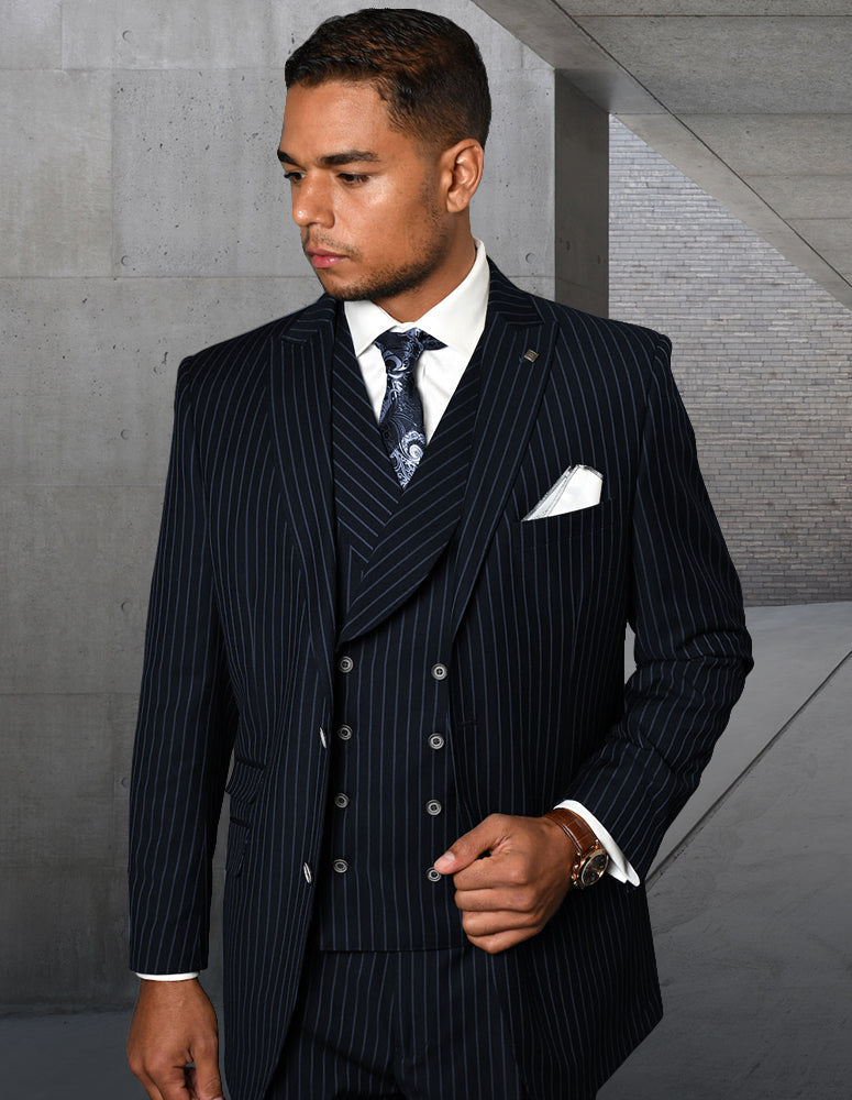 Men's Navy 3PC Suit | STATEMENT SUITS ZARELLI – Franky Fashion