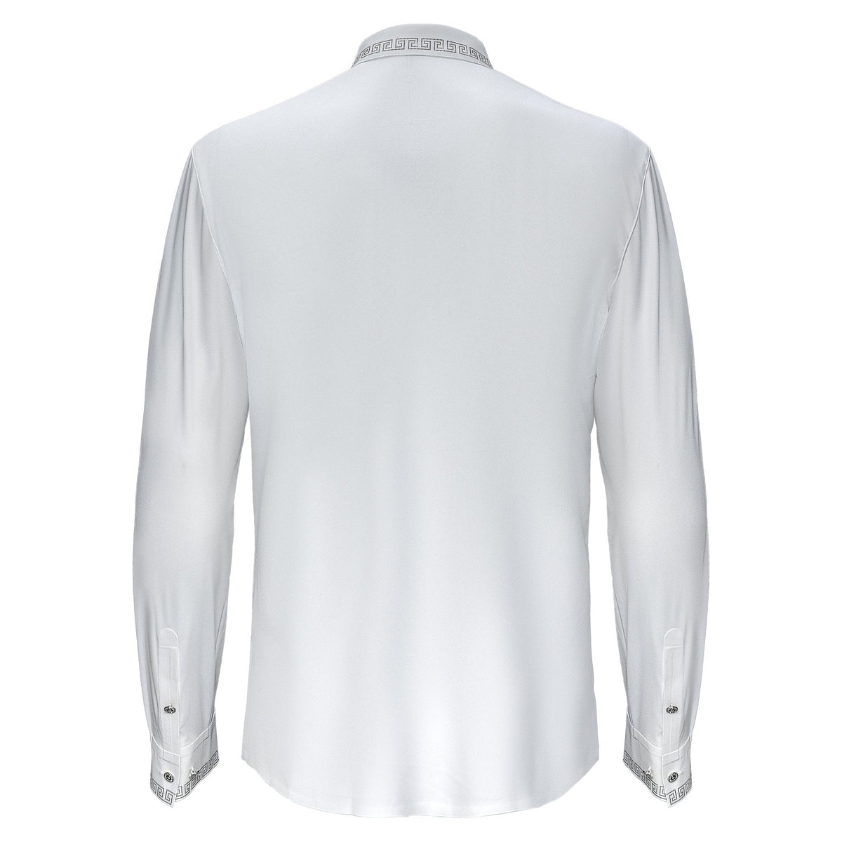 Barocco Alpha Attire Men's 4-Way Stretch Shirt - White/Silver