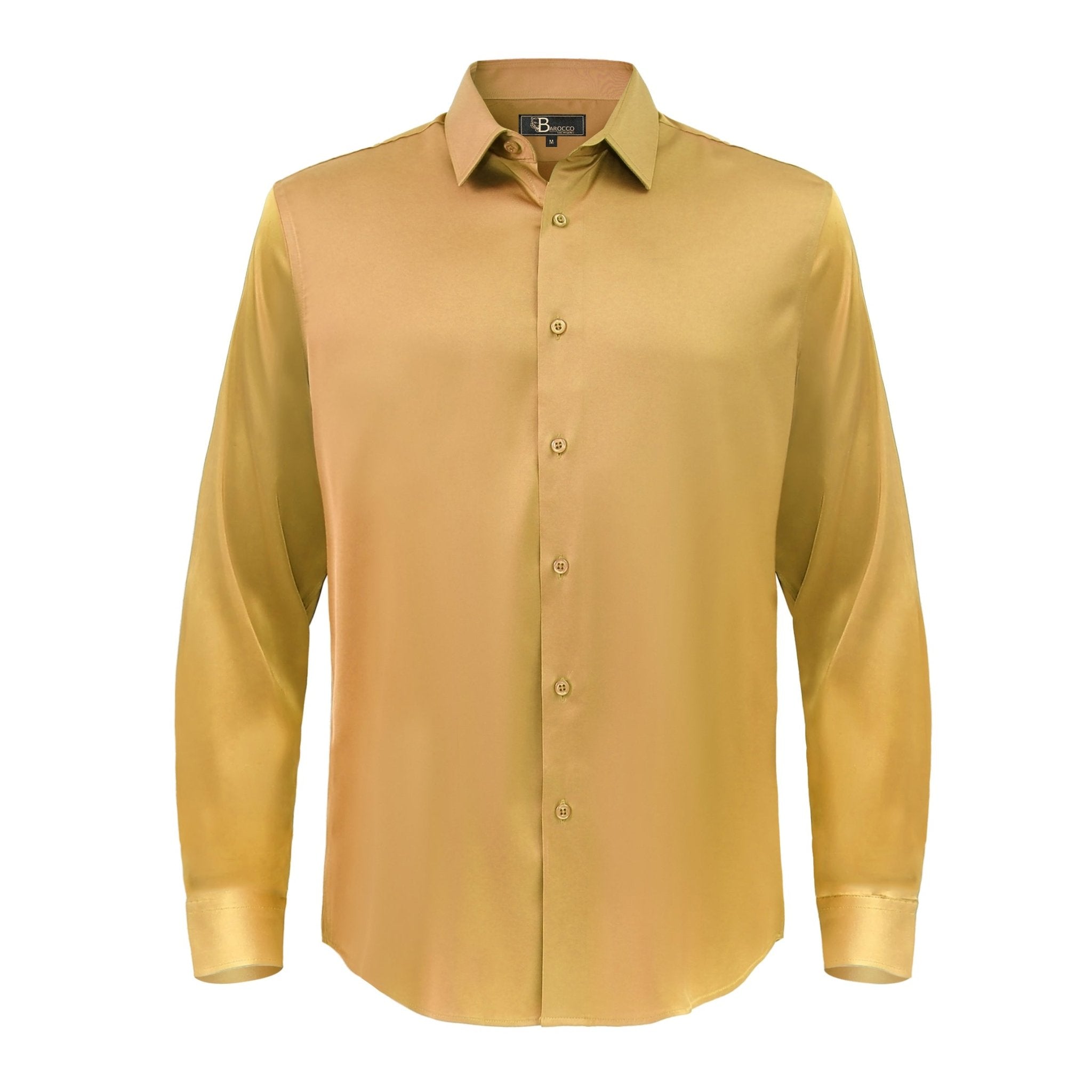 Barocco Luxe Satin Stretch Shirt GOLD