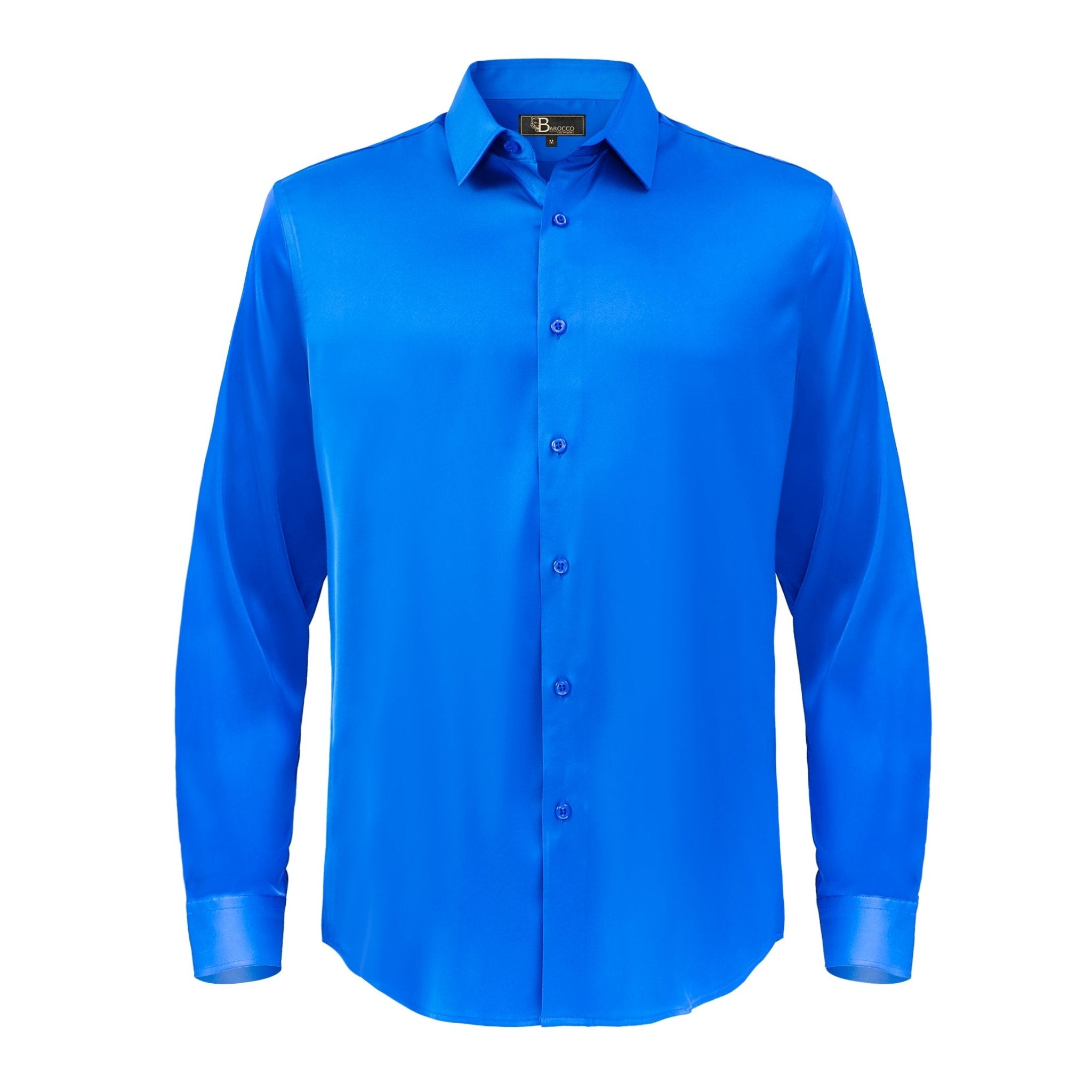 Barocco Luxe Satin Stretch Shirt ROYAL